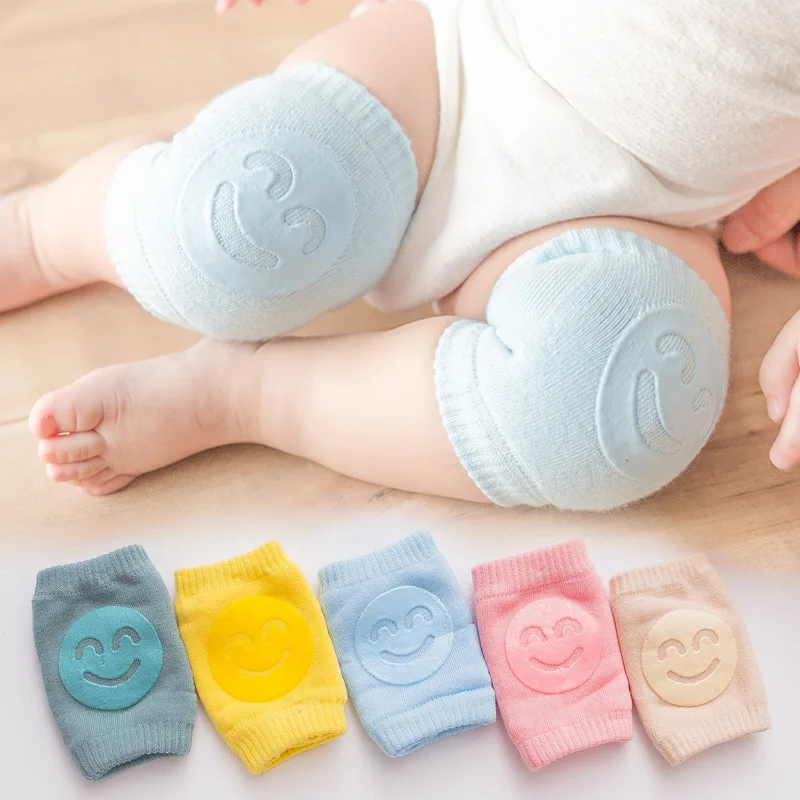 New smiley children's knee pads non-slip baby crawling knee pads boys and girls safe knee pads moms don't have to worry baby knee pads cute cartoon monkey baby knee pads elbow guard kids learn to walk resistant crawling protective gear