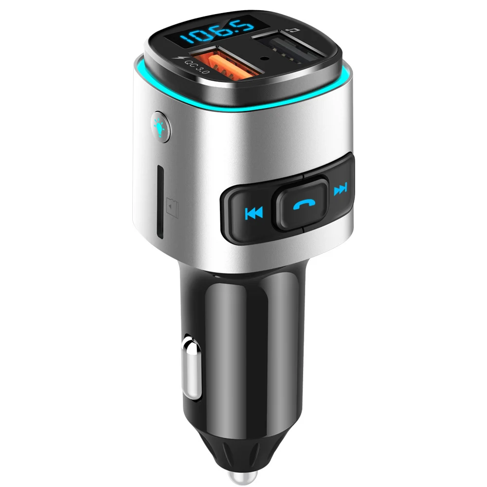 Автомобильный Bluetooth передатчик Handsfree MP3 музыка TF карта быстрое зарядное устройство Голосовая трансляция NR