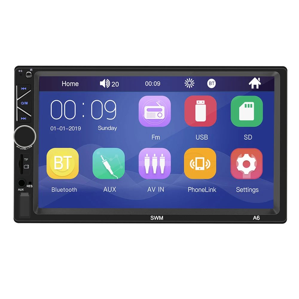 Автомобильный Радио HD 7 дюймов сенсорный экран стерео Bluetooth 12 В 2 Din FM ISO мощность Aux