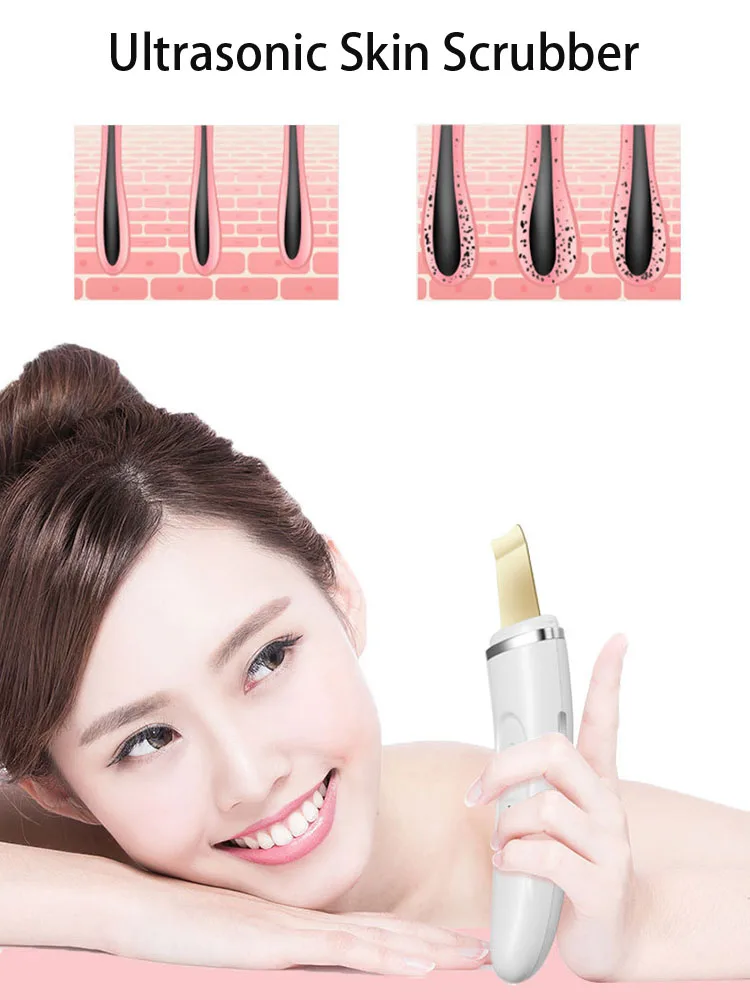

Ultrasonic Deep Cleaning Skin Scrubber Peeling Shovel Facial Pore Cleaner Blackhead Remover Face Lifting Rechargeable battery