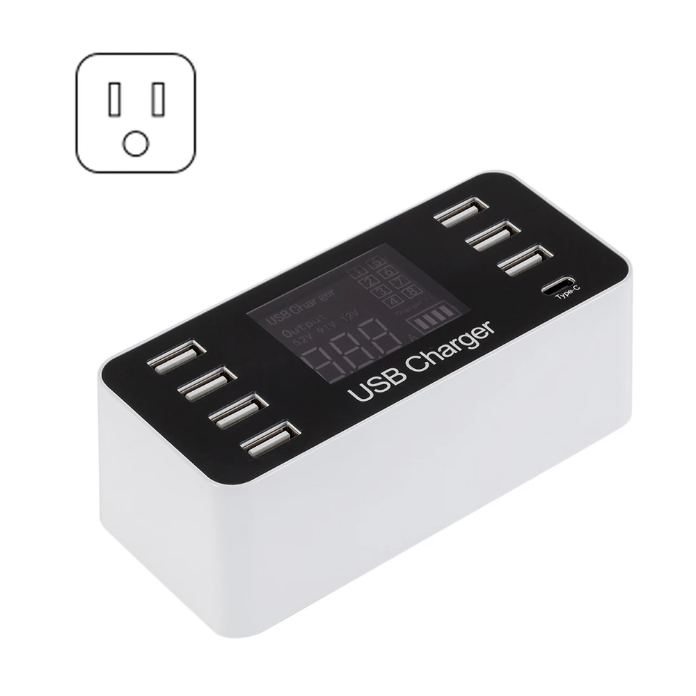 Хорошее качество мульти-порты USB адаптер настольное настенное зарядное устройство светодиодный дисплей зарядная станция 40 Вт - Тип штекера: США