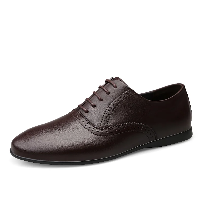 

Men Casual Genuine Leather Shoes Black Brown Man Flat Walking Sneakers Lace Up Male Fashion Footwear Zapatillas Hombre Big Size