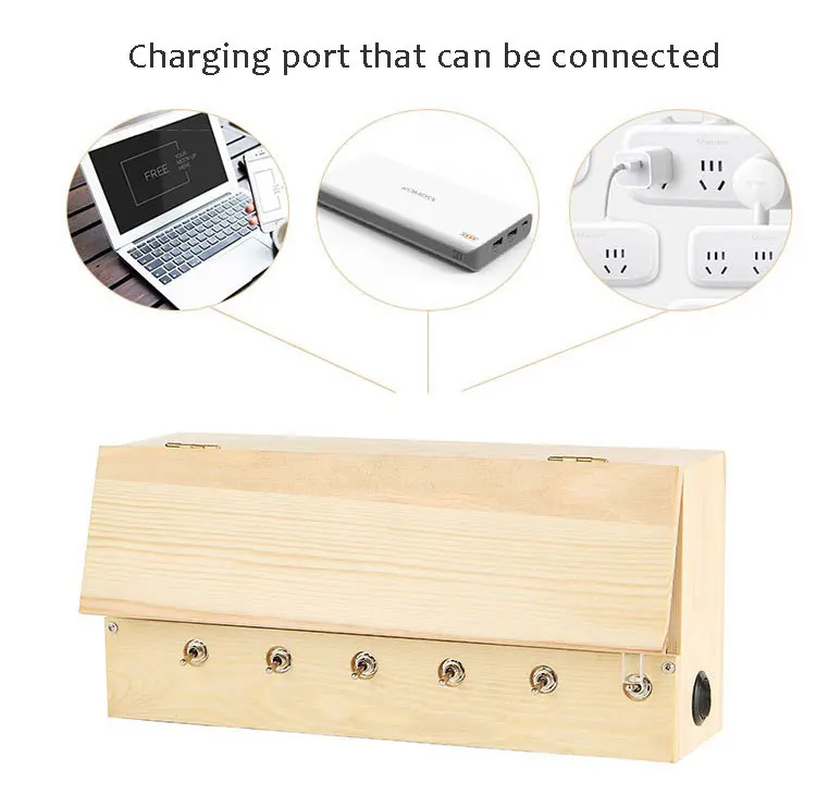 Beige Multi Switch Wooden Useless Box