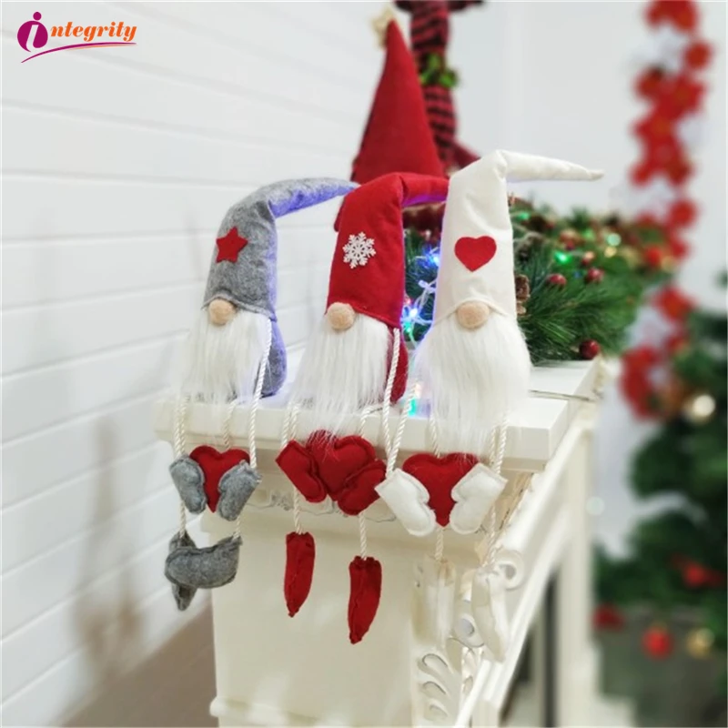 

INTEGRITY 1pcs Cute Christmas Decoration Sitting Long Leg No Face Elf Doll Decorations For Home 2019 New Year Gift for Kids