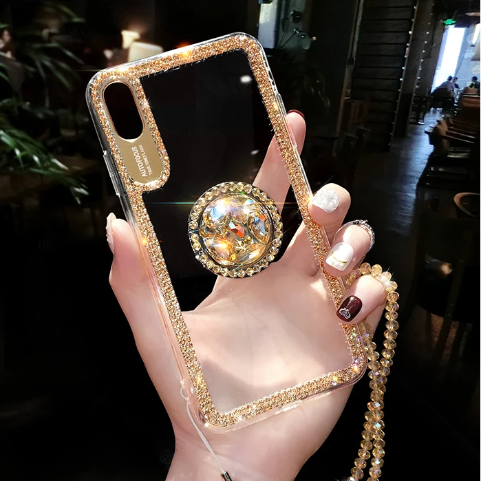 

Luxury Bling Glitter Case For iPhone X XR XS Max 8 7 Plus 6 6S Plus Case Cover With Diamond Ring Fashion Soft TPU Phone Case