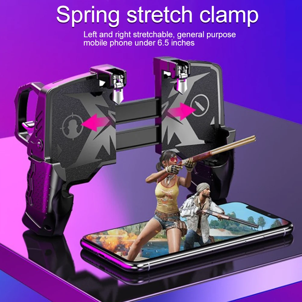 K21 Ergonomic Gamepad Durable Metal Trigger Sensitive Joystick Shooting Free Fire Four Fingers Universal Game Controller Button