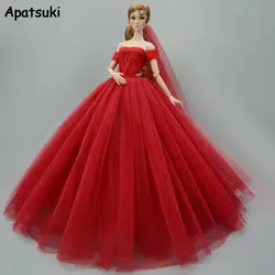 Красное модное платье для куклы Барби одежда наряды Вечерние платья Свадебные платья для кукольный домик Barbie 1/6 аксессуары для кукол