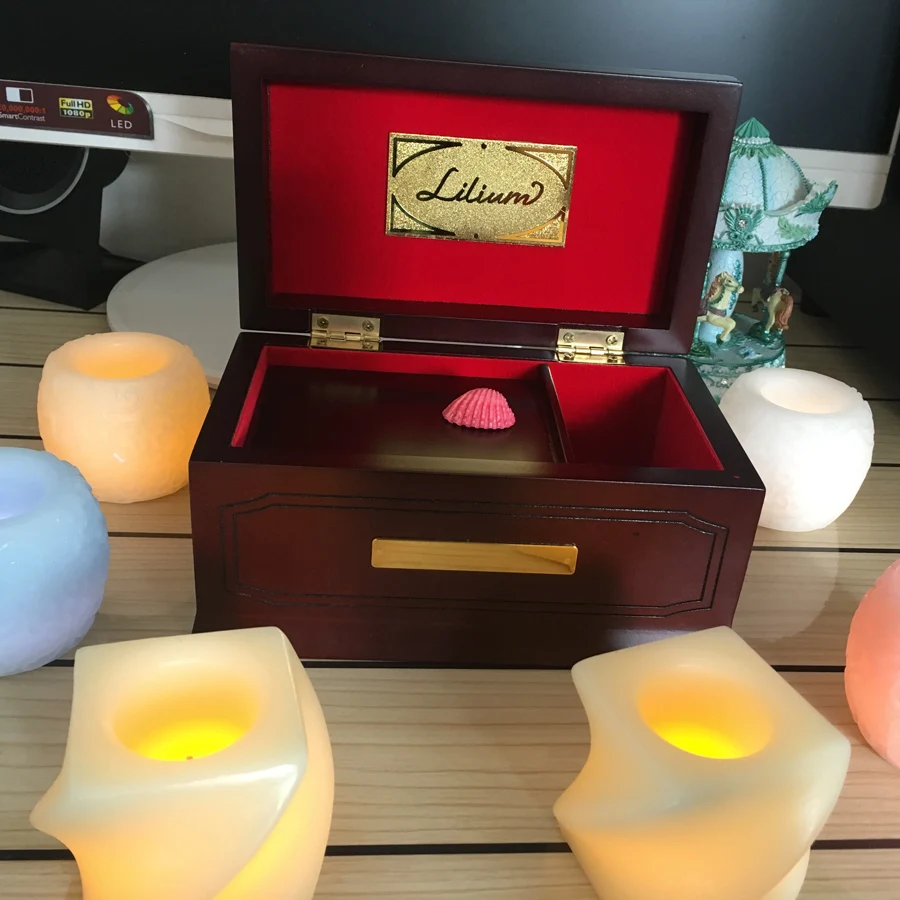 Lilium elfen lied-木製オルゴール,30トーン,無垢材,誕生日や