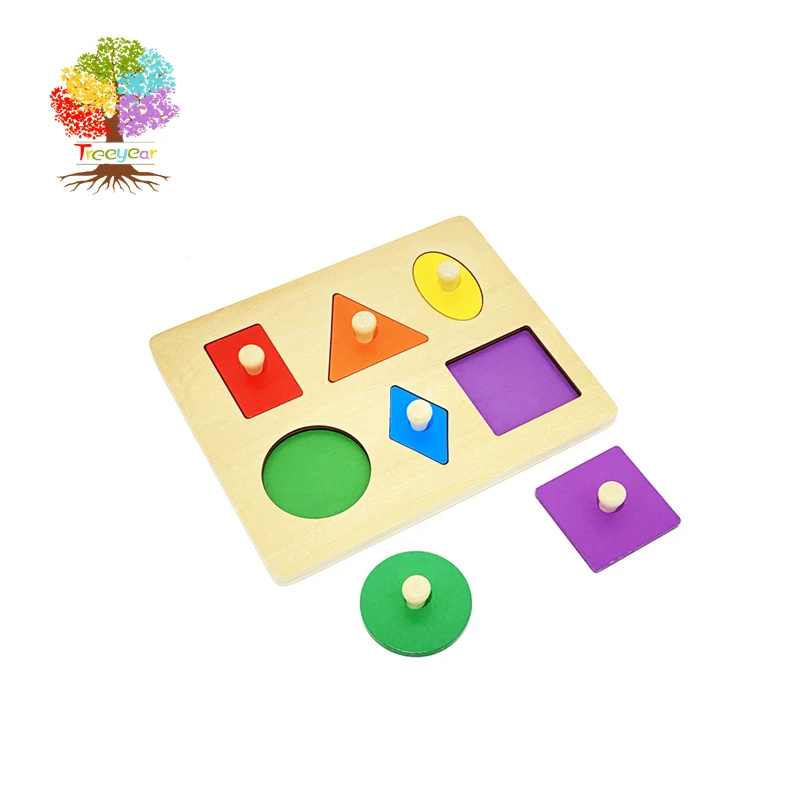 

Treeyear Montessori Wooden Puzzle Board Knob Wooden Puzzle Geometric Shape Puzzle Early Education Material Sensorial Toy