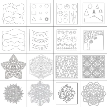 

Plastic Stencil Clouds Tree Branch Flags Small Geometry Symmetry Mandala Floral DIY Drawing Paper Cards Crafts Templates #18
