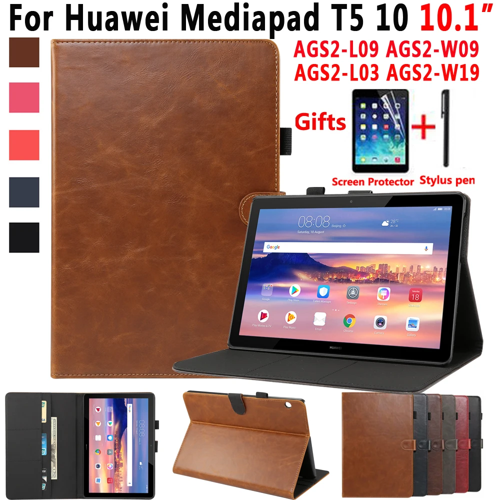 Кожаный чехол премиум класса для Huawei Mediapad T5 10 1 дюйма женская модель умный Обложка