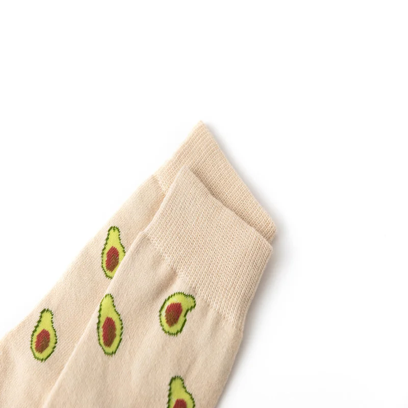 Женские забавные носки с принтом, милые счастливые носки, носки с авокадо из мультфильма, фрукты, лимон, яйцо, печенье, пончики, еда, Harajuku, носки для скейтборда, 1 пара