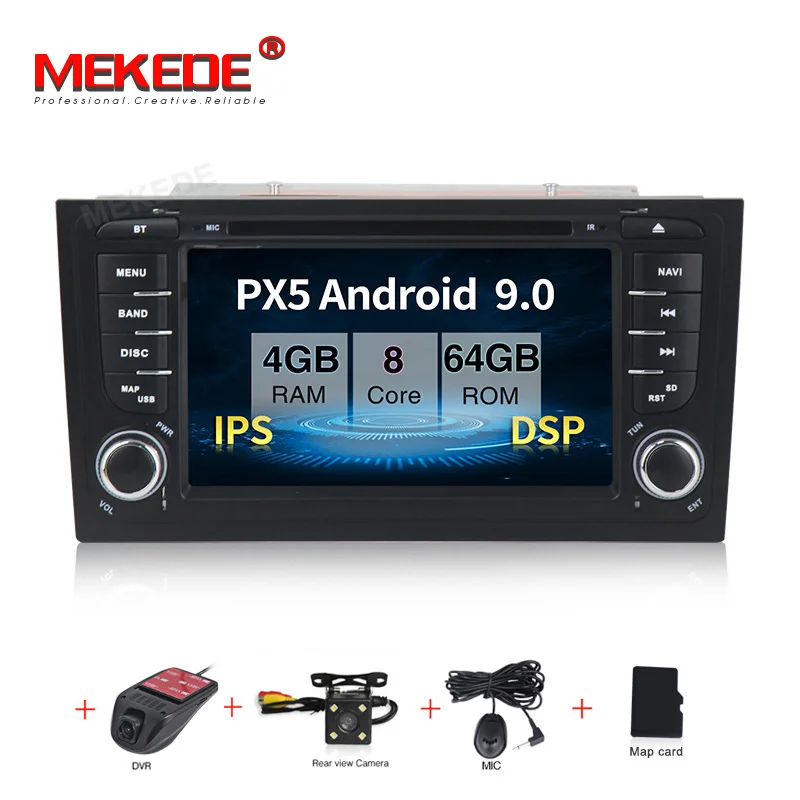 CAR DVD CAMERA DVR MEKEDE ips Автомобильный мультимедийный плеер, Автомобильная Радио два Din Android 9,0, стерео система для Audi/A6/S6/RS6, gps ram, 2 Гб, DSP, USB DVR, OBD2, FM - Цвет: CAR DVD CAMERA DVR