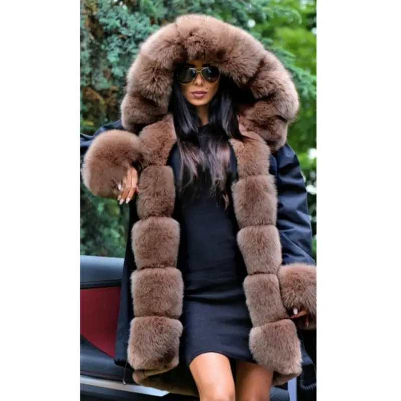 winter jacket women new long parka real fur coat big Hood fur collar hooded parkas thick outerwear street style - Цвет: PK-006