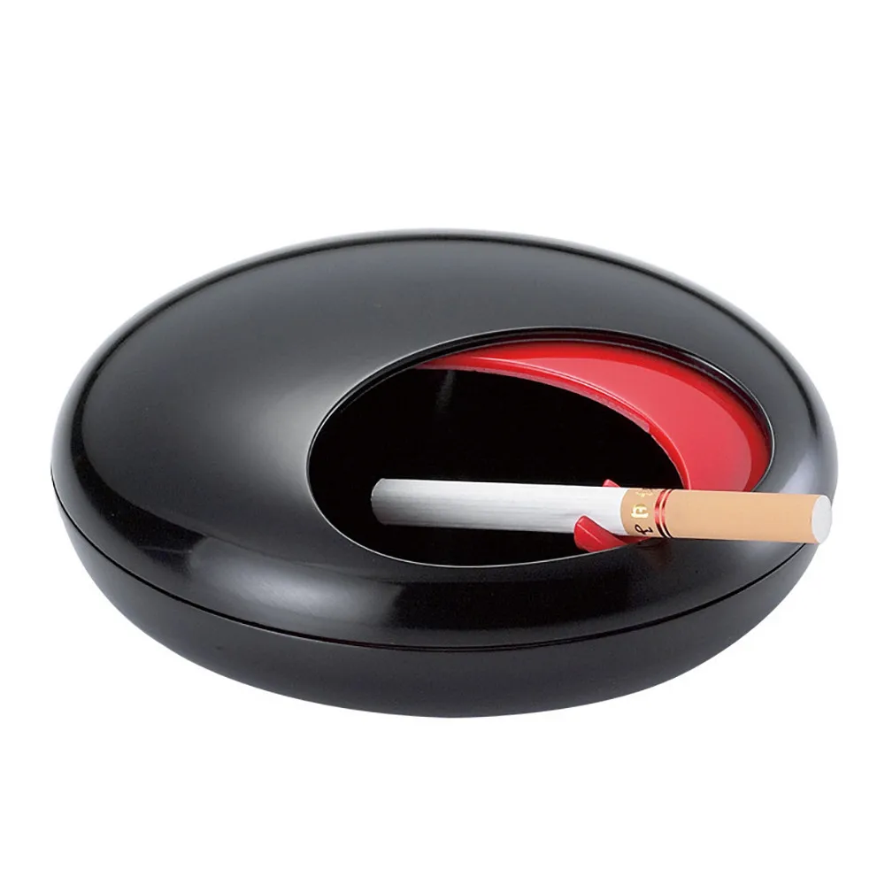 Модные креативные высококачественные вращающиеся пепельницы с крышками для домашнего автомобиля пепельница для сигарет и сигар подарок для друга пепельница - Цвет: Black