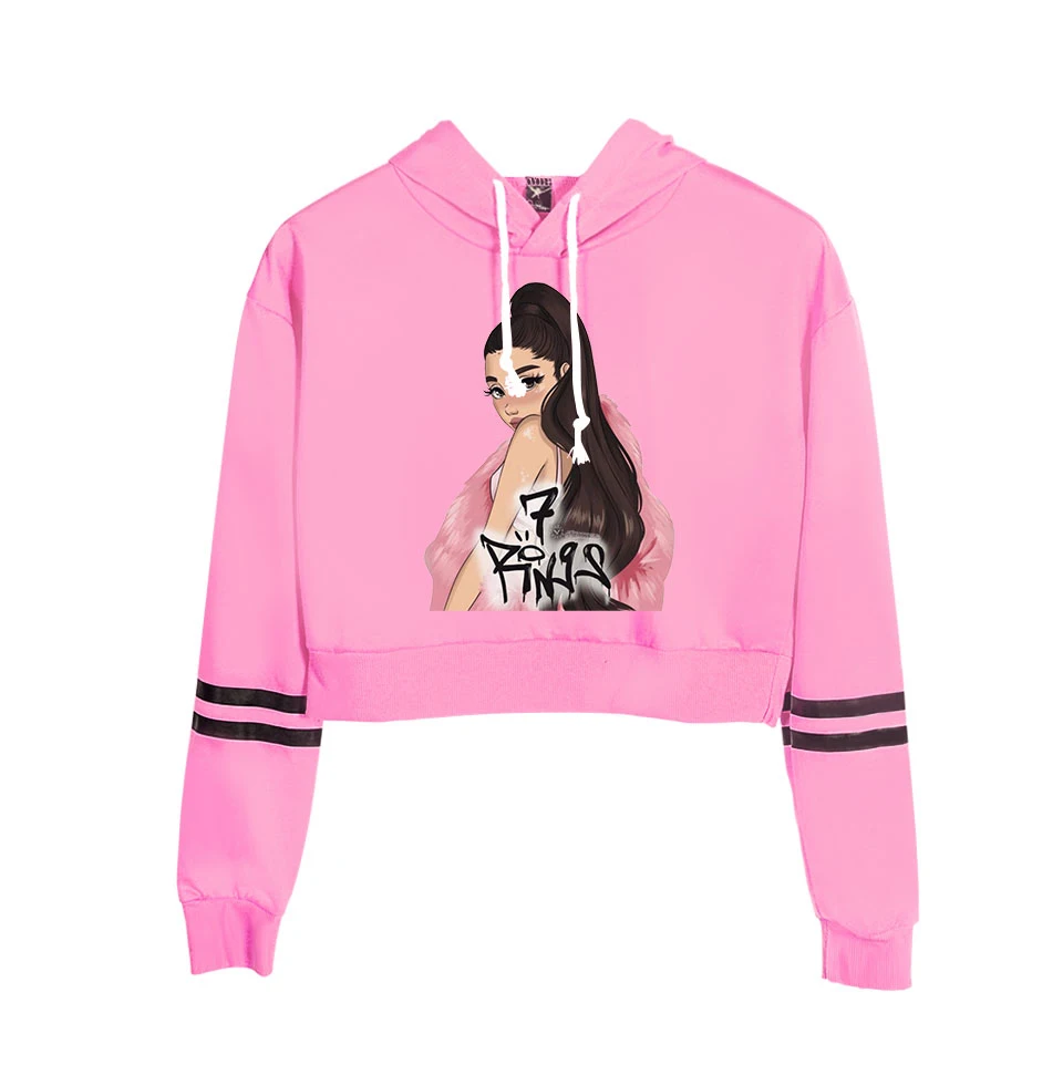 Hot Ariana Grande crop Top Hoodies women Fashion Cotton Harajuku Autumn Women's/girl's Hoodies And orange Sweatshirt