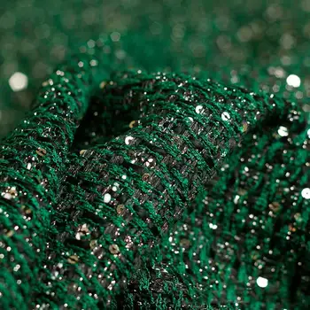 

New dark green sequin woven small fragrance wind tweed cloth women's coat fashion clothing custom fabric