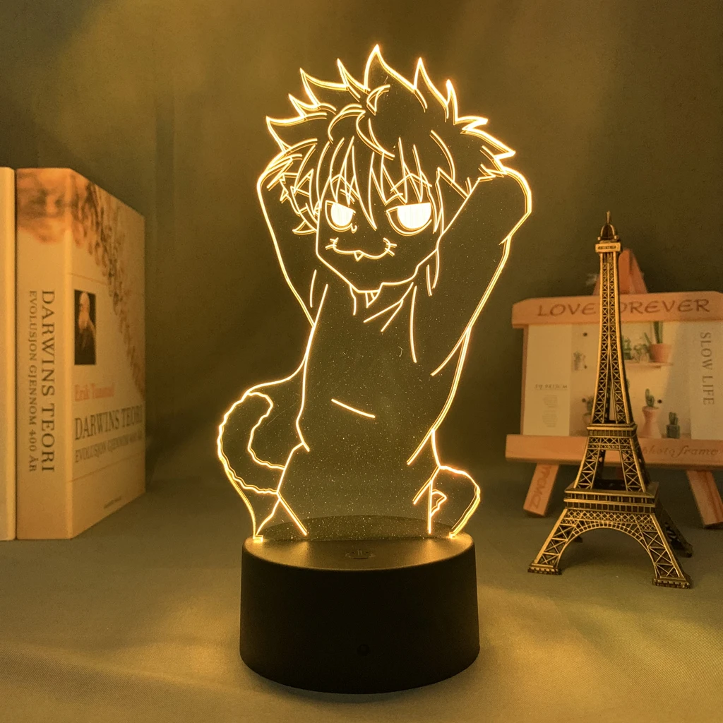 Acrylic 3d Lamp Anime Hunter X Killua for Bedroom Decor Nightlight Birthday Gift Led Night Light Manga Hxh Cat | Освещение