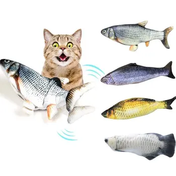

Creative Electric Interactive Cat Stuffed Toy Wagging Simulation Fish Realistic Plush Catnip Fish Mint Stuffed Toys Cat Product