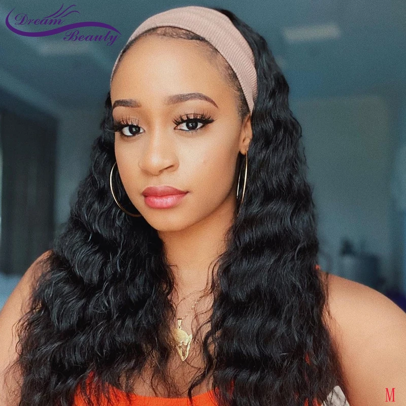 Headband Wig Human Hair Brazilian Machine Made Human Hair Wigs Glueless Deep Wave Wigs Dream Beauty Human Hair Lace Wigs Aliexpress