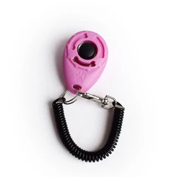 Adjustable Wrist Strap Dog Training Clicker with Sound Keychain (Pink)