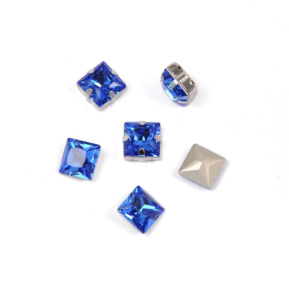 Alle Farben Kristall-Prinzessin Quadratische Glassteine zum Aufnähen, Strasssteine für Handarbeiten mit Krallen, DIY Kleidungszubehör, Diamanten – Detail 35