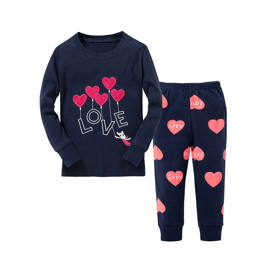 Хлопковые пижамы с длинными рукавами и рисунками животных для мальчиков и девочек пижамы для девочек, детские пижамы для детей от 2 до 8 лет, Детская Пижама с единорогом, одежда для сна