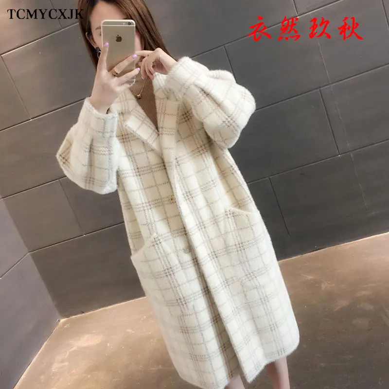 

High-quality Mink Fleece Autumn And Winter Women's Coat New Cardigan Jacket Thickened Large Size Lantern Sleeve Parker Jackets