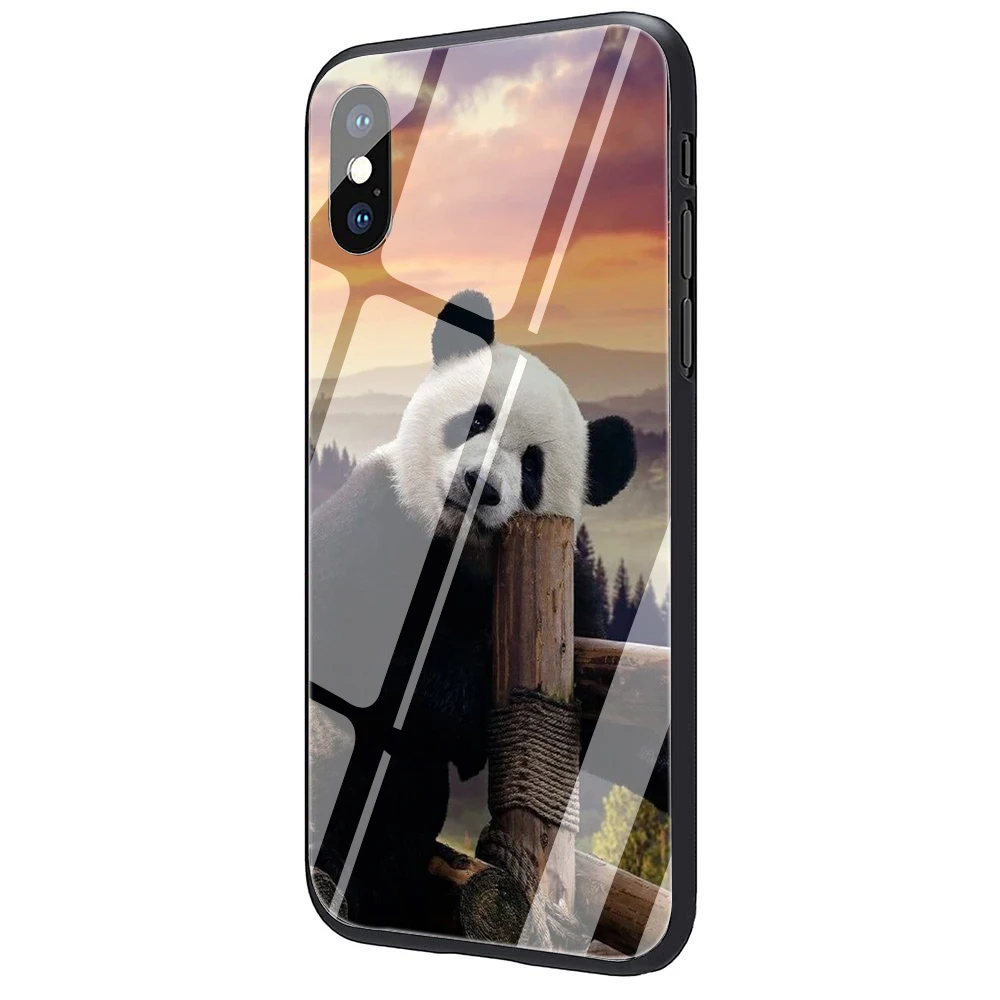 Чехол EWAU Panda on the tree из закаленного стекла для iPhone 11 Pro 6 6S Plus 7 8 Plus X XS XR XS Max - Цвет: G3