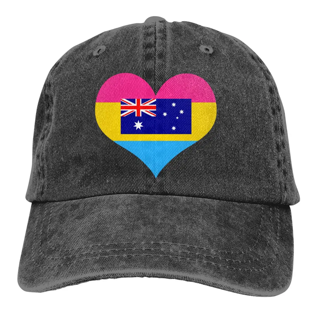 Унисекс Регулируемая джинсовая тканевая Кепка-бейсболка Pansexual Heart Австралийский флаг Кепка водителя грузовика