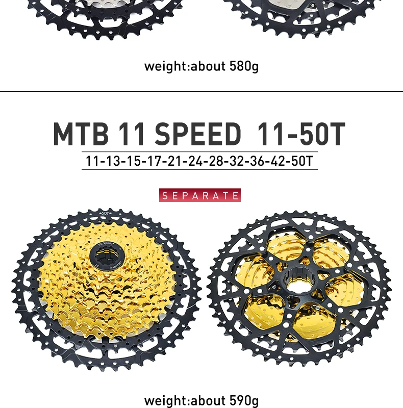 VG SPORTS MTB Cassette 8 9 10 11 12 Speed 40T 42T 46T 50T 52T Mountain Bike Cassette Separate Cassete Freewheel Bracket Sprocket