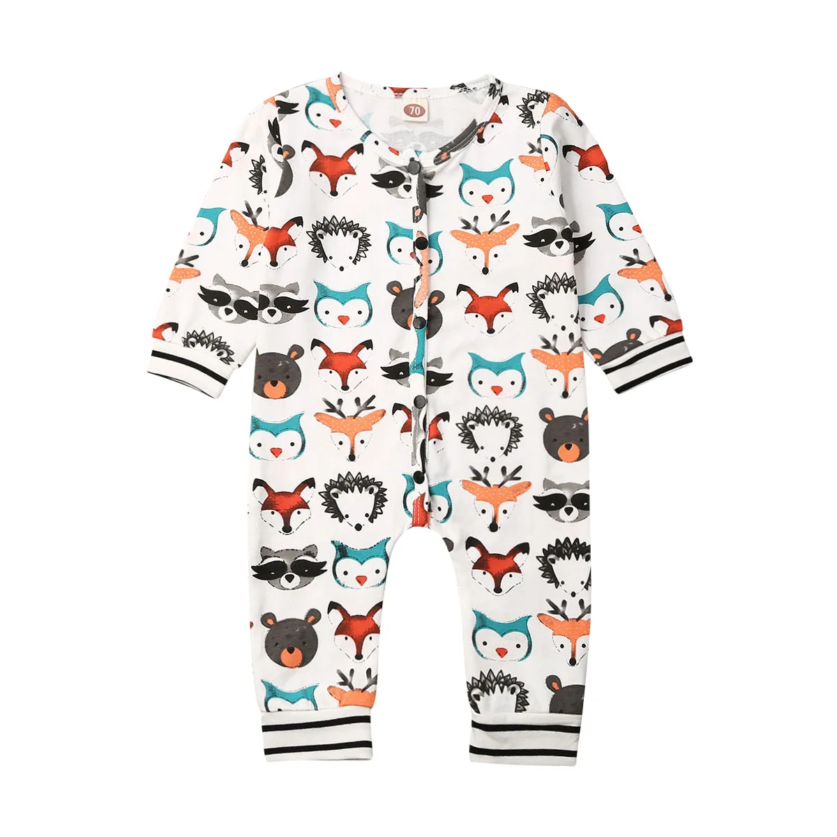 CANIS/Милая осенняя одежда для новорожденных мальчиков и девочек; комбинезон с длинными рукавами и принтом животных из мультфильмов; комбинезон; верхняя одежда