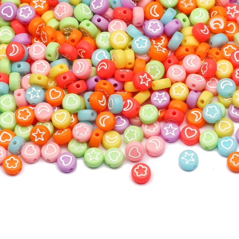 Cuentas acrílicas de colores para fabricación de joyas, mezcla de estrellas, corazones y Luna, 4x7mm, letras sueltas Apacer, accesorios para y collares Diy|cuentas| - AliExpress