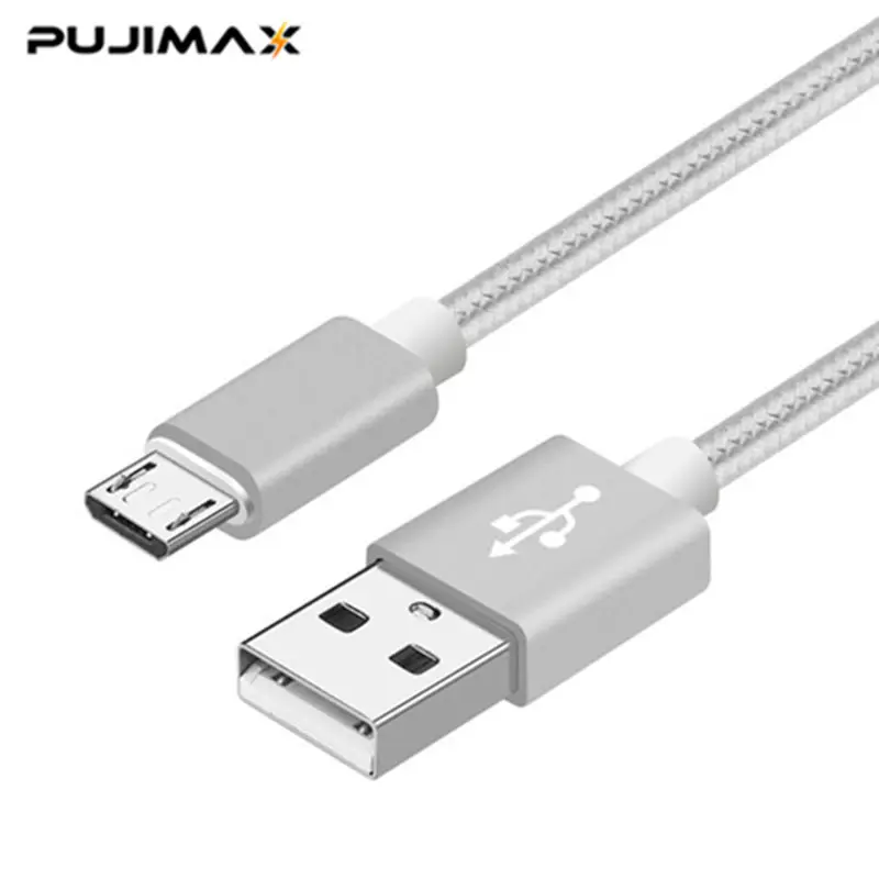 silver PUJIMAX Кабель Micro-USB 5V 2.4A Быстрый кабель синхронизации данных и зарядки для samsung huawei Xiaomi LG Andriod, микро usb кабели для мобильных телефонов - Цвет: silver