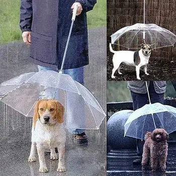 

Dog Walking Waterproof Clear Cover Built-in Leash Rain Sleet Snow Pet Umbrella Pet Products Raincoat Dog Dog Accessories