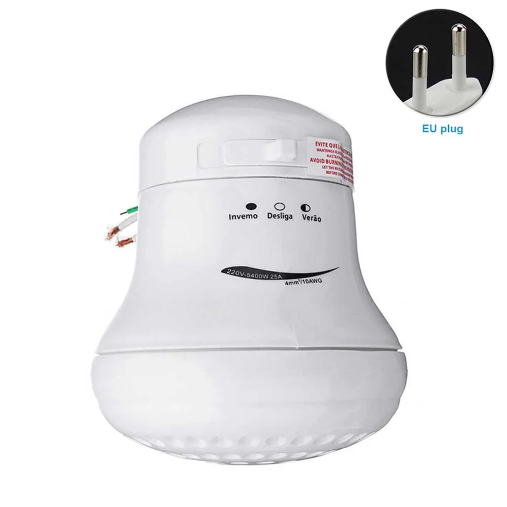 

Tankless Bathroom Round Safe High Power Electric Shower Head Water Saving Home Instant Hot Accessories With Hose Bracket