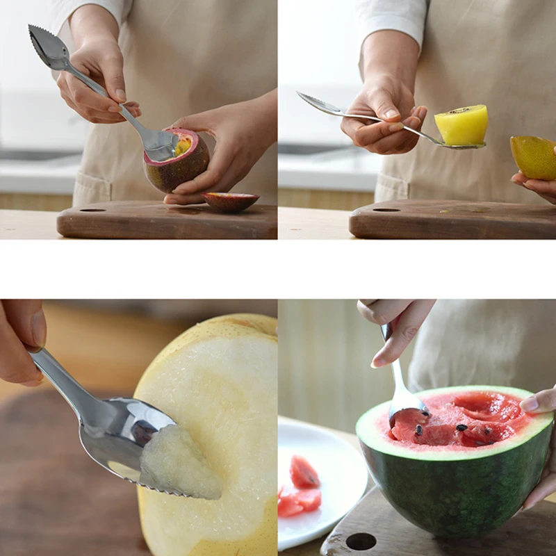 Кухонная Ace многофункциональная двухголовая кухонная ложка из нержавеющей стали специальная ложка Пилообразная ложка для фруктов и овощей
