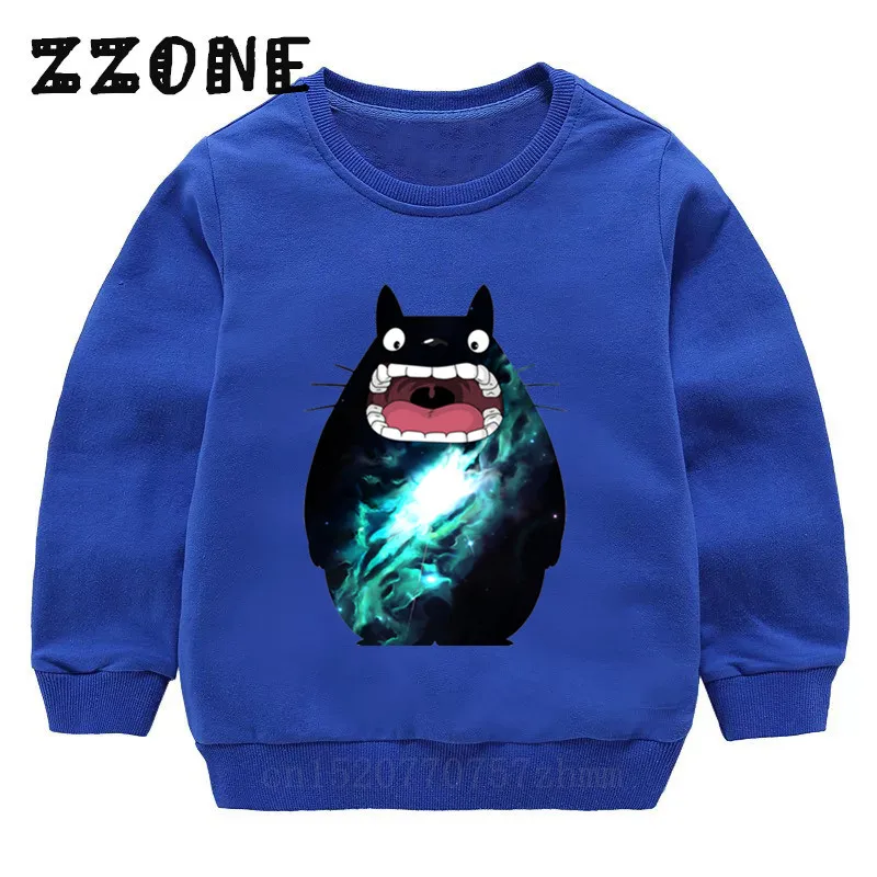 2143C-Blue Детские свитшоты с героями мультфильма «Мой сосед Тоторо» детские толстовки детский хлопковый пуловер осенняя одежда для мальчиков и девочек KYT2143 - Цвет: 2143C-Blue