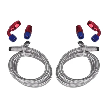 

Hot 2Pcs 1Meter AN10 Stainless Steel Braided Oil Fuel Line Hose Fitting and Adapter Black