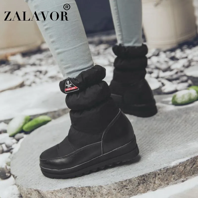 ZALAVOR New Women Boots Female Down Winter Warm Ankle Snow Ladies Shoes Woman Fur Botas Mujer Size 33-43 | Обувь
