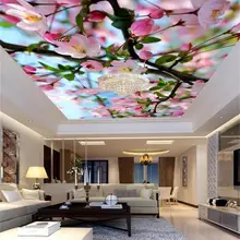 Изготовленный На Заказ 3D фото обои потолок комнаты Фреска весенний цветок Бабочка 3d фото фон обои для стен 3D не тканая наклейка