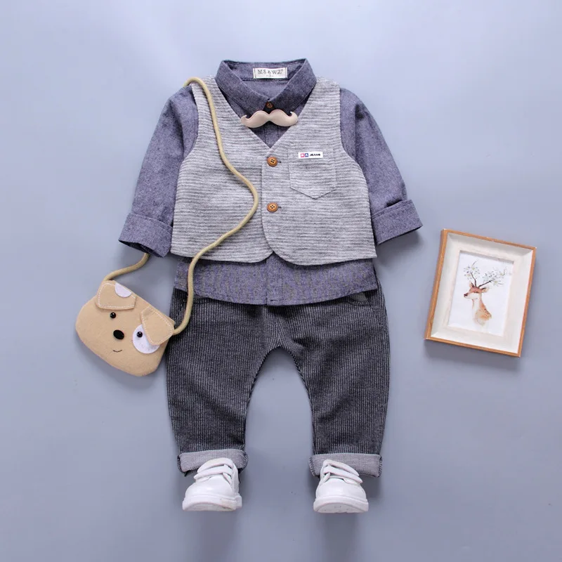 

2019 New Style Spring And Autumn Beard Waistcoat Three-piece Set CHILDREN'S Suit Korean-style Fashion Children Childrenswear