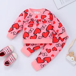Baby Girl Outfit Baby Girl Clothes 2 Pcs Set Love Print Ruffles Long Sleeve Tops+trousers Toddler Girl Princess Clothes 0-18M