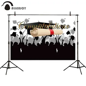 

Allenjoy Graduation Background Students Bachelor Cap Diploma Photobooth Backdrops School Celebration Event Photo Zone Supplies