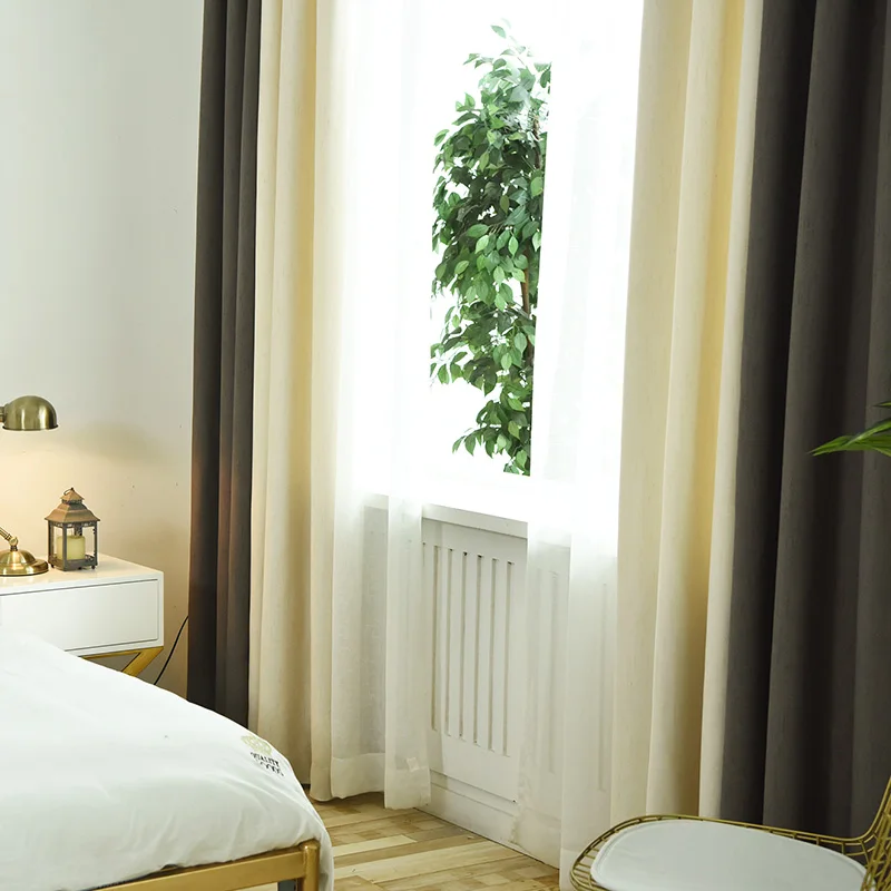 

Northern Europe collage color curtain living room splice finished curtain simple modern shading gray yellow custom curtain cloth