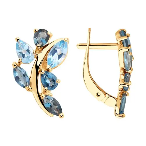 SOKOLOV earrings in gold with blue topaz and blue