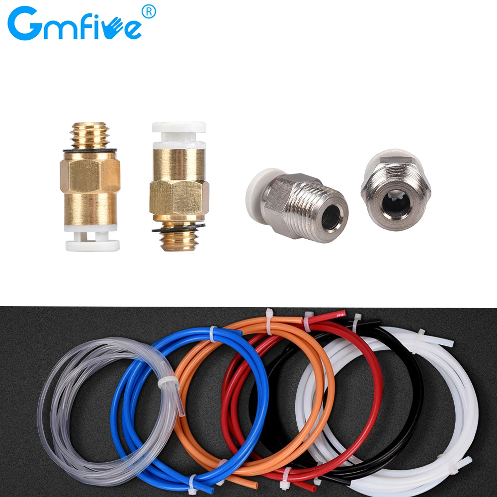 

GmFive PC4-M6 Pneumatic Connectors+1M PTFE Teflon Tube 2*4MM For Ender 3 Upgrade Kits 1.75mm Bowden Extruder 3d Printer Parts