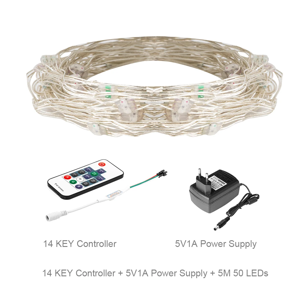 RF 14 Keys 5m Set 50 светодиодный s/string WS2812B пикселей RGB светодиодный модуль теплоотвода узлы адресуемые индивидуально с Bluetooth музыкальным контроллером DC5V - Цвет: RF 14 Keys 5m Set