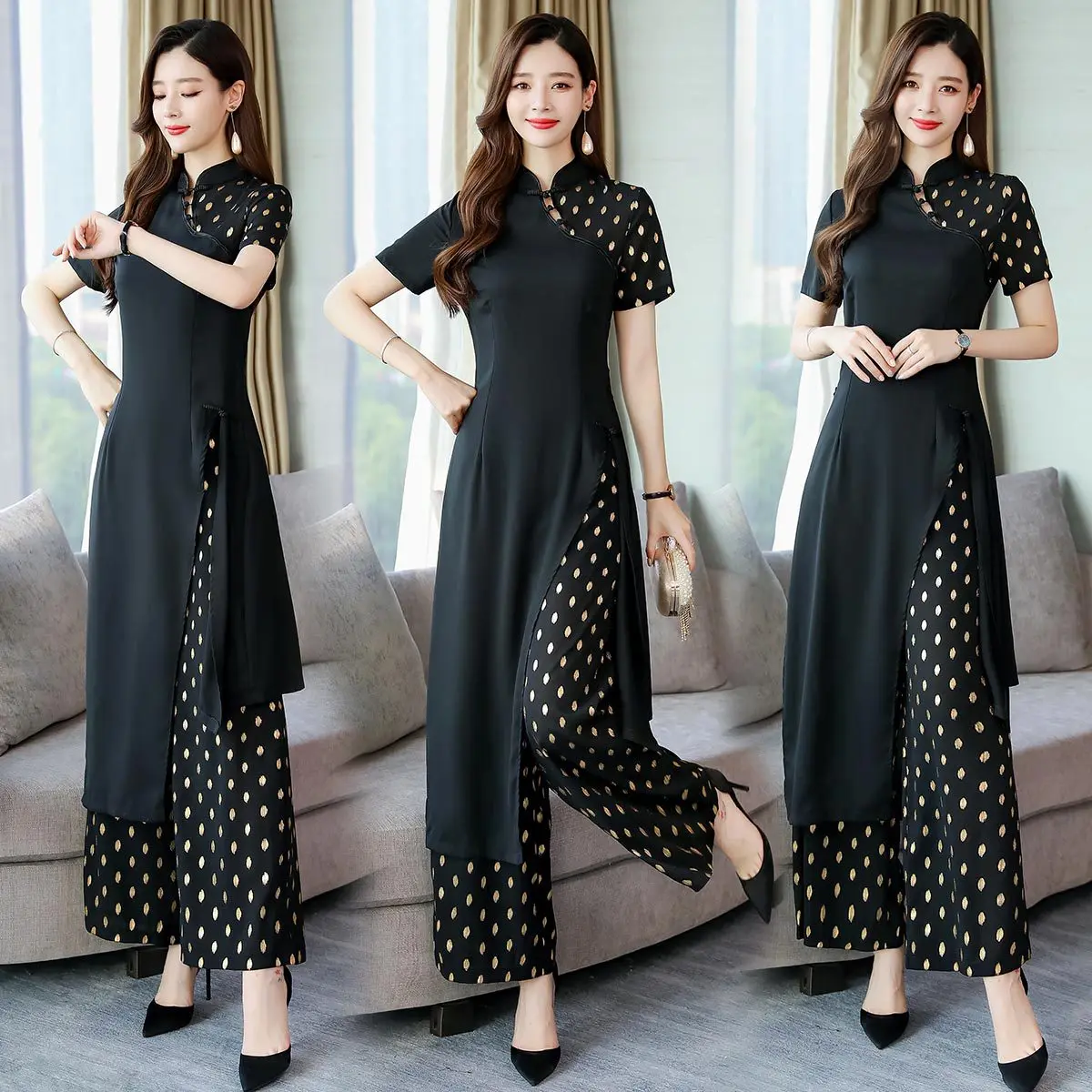 

2019 Summer Set Trend Simple Versitile Fashion Two-Piece Set Retro Frog
