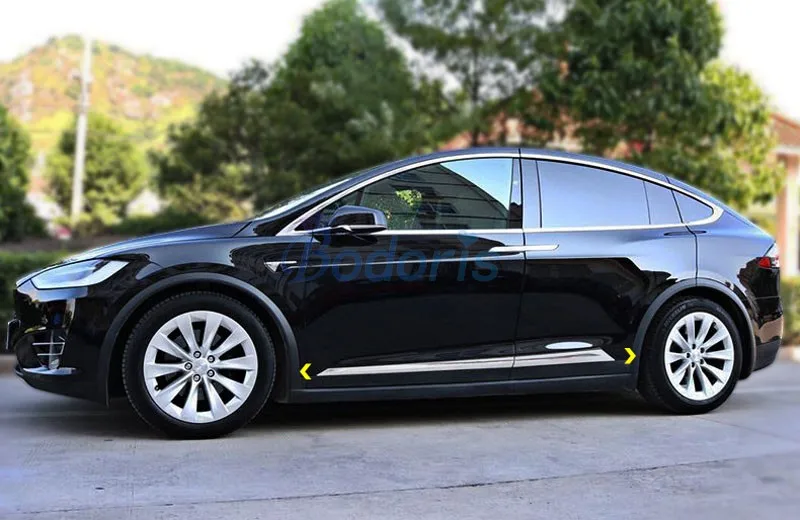 Для Tesla модель X дверной бампер Защита Кузова Боковая литьевая отделка комплект хромированные аксессуары для стайлинга автомобилей